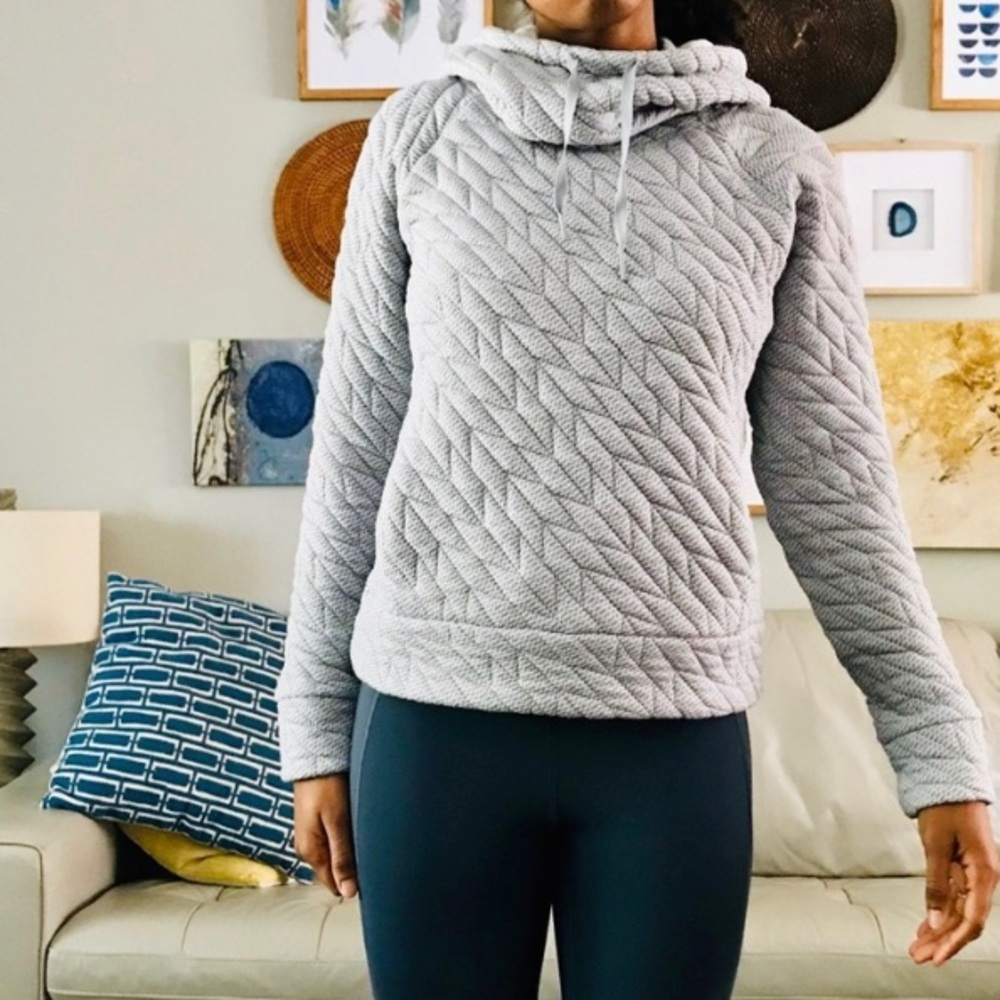 Quilted cowl neck hoodie